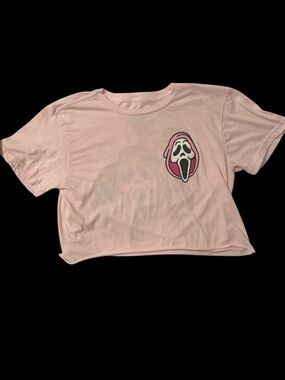 Pink Cropped Scream Mask Tee